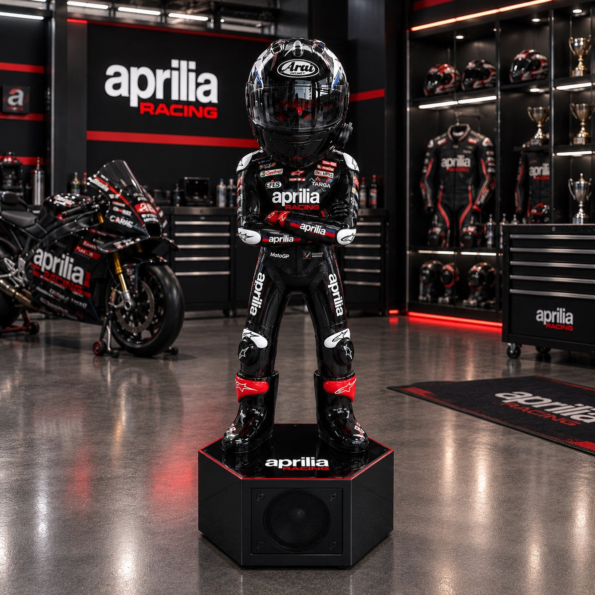 Helmstand Aprilia Racing edition with Bluetooth speaker base
