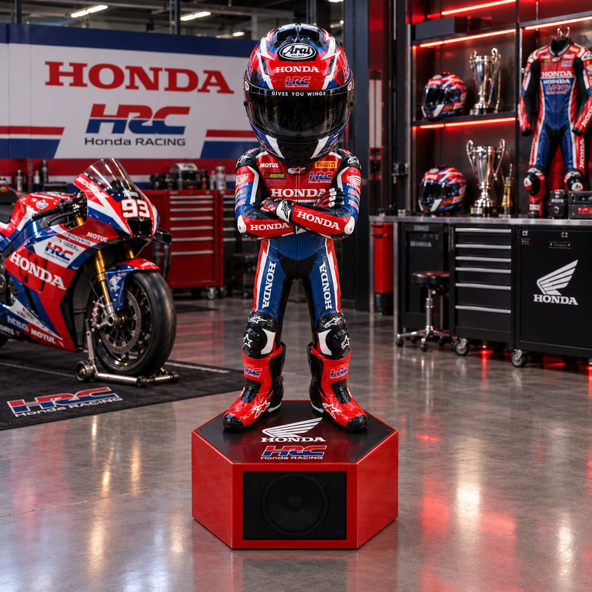 Helmstand Honda HRC edition with Bluetooth speaker base