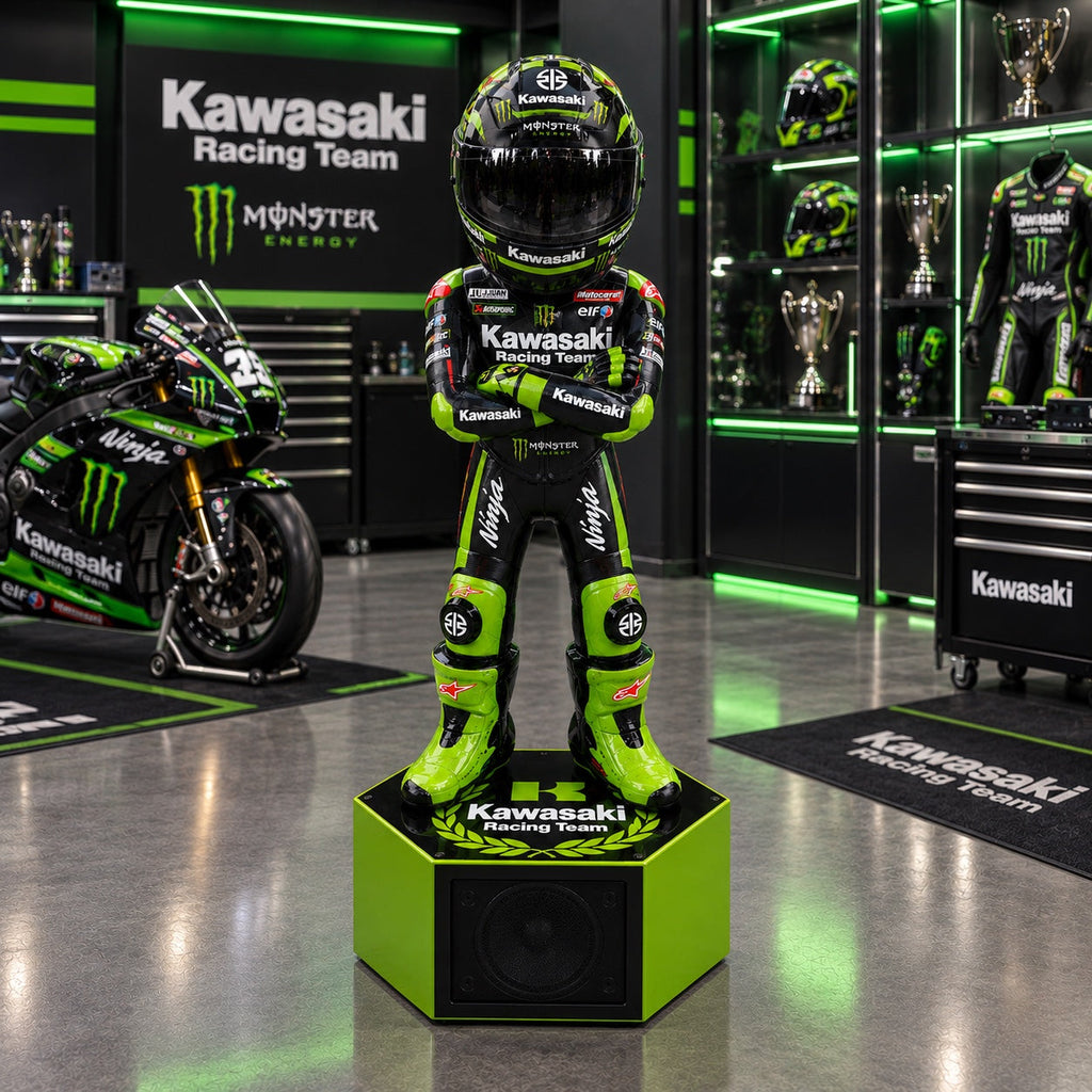 Helmstand Kawasaki Racing edition with Bluetooth speaker base